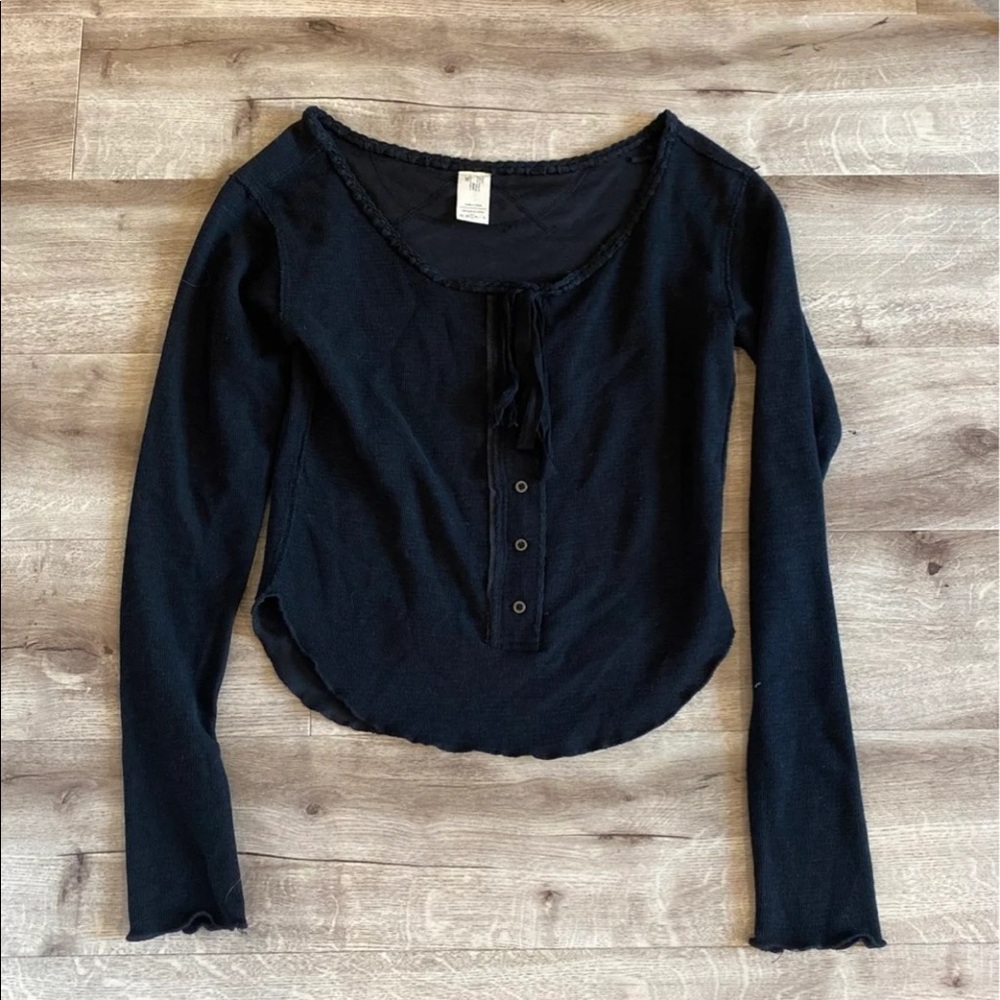 Free People long sleeve black thermal shirt size S
